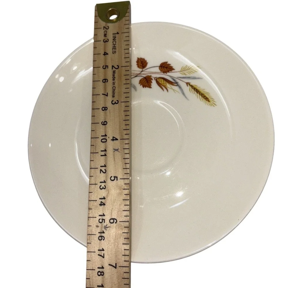 Vintage-Style Autumn Harvest Wheat Leaves Ceramic Saucers plates Set of 6‎ Retro